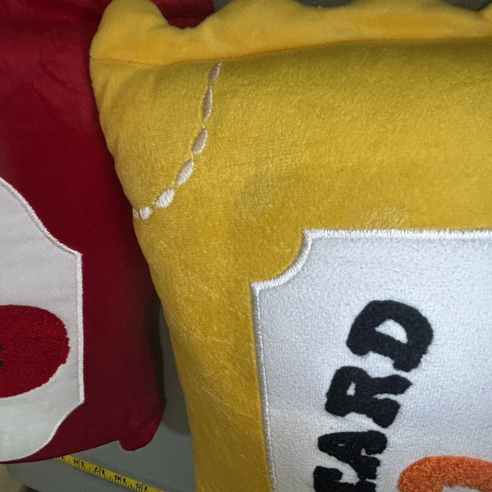 Ketchup And Mustard Packets Pillow Set Fun Food Condiment Home Decor Soft Fuzzy